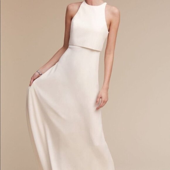 NWT Anthropologie BHLDN Jill Stuart Iva Crepe Maxi Dress Wedding Bridal Size 2 - Picture 5 of 14